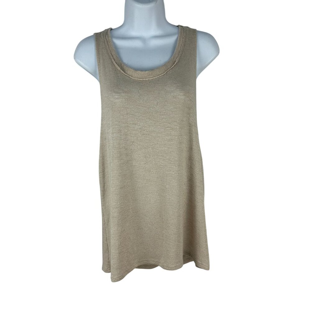 Project Social T Womens Sleeveless Beige Tank Top Medium Rayon/Polyester